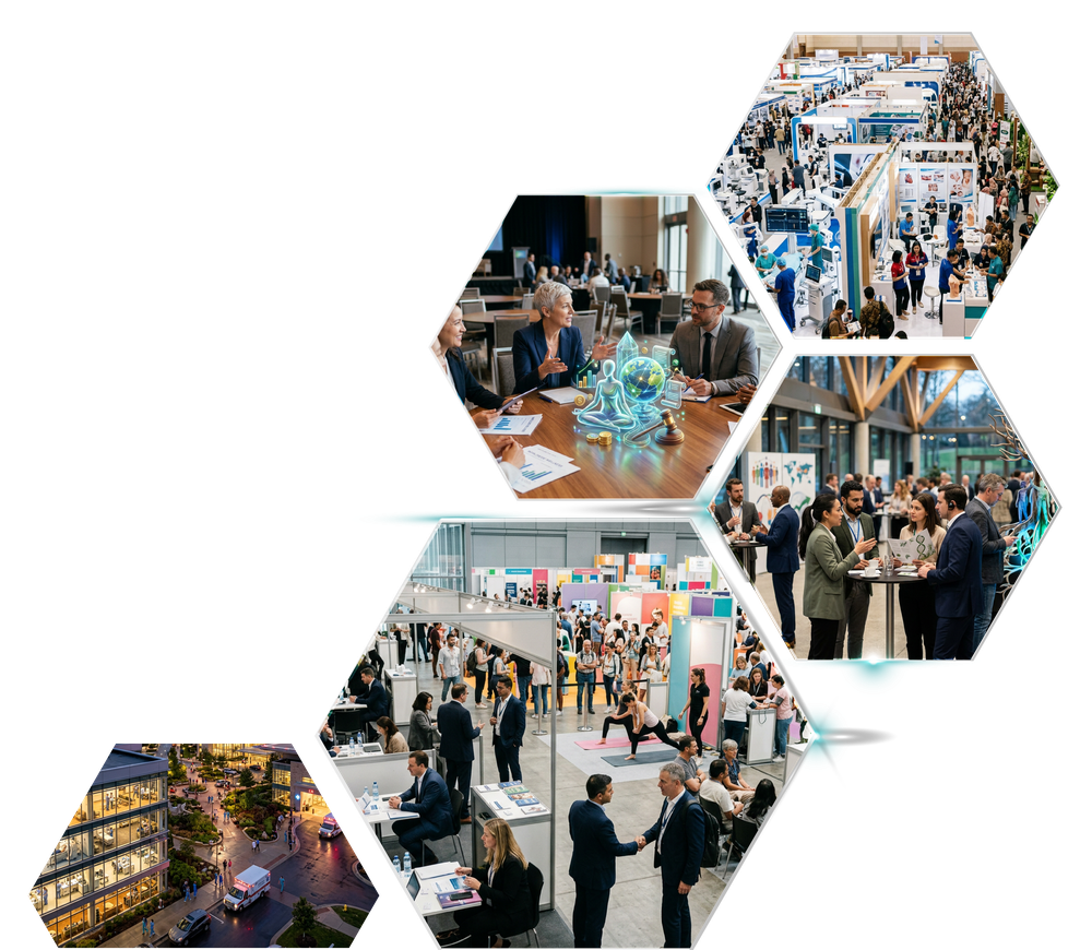 Medical wellness exhibition photo collage